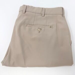 Peter Millar Mens Performance Golf Pants Khaki Tan 36x26 Flat Front Polyester